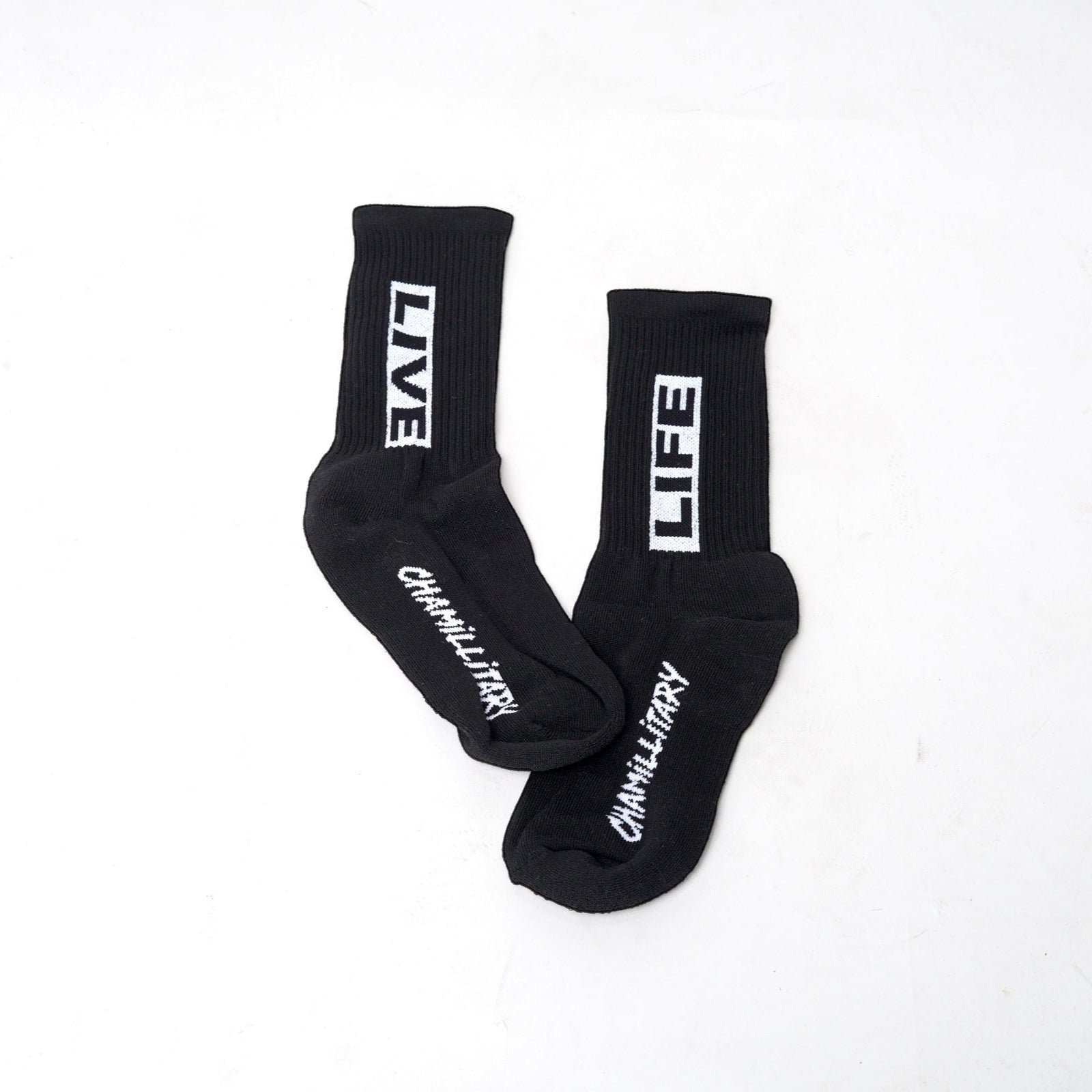 Chamillitary &quot;Live Life&quot; Black Socks