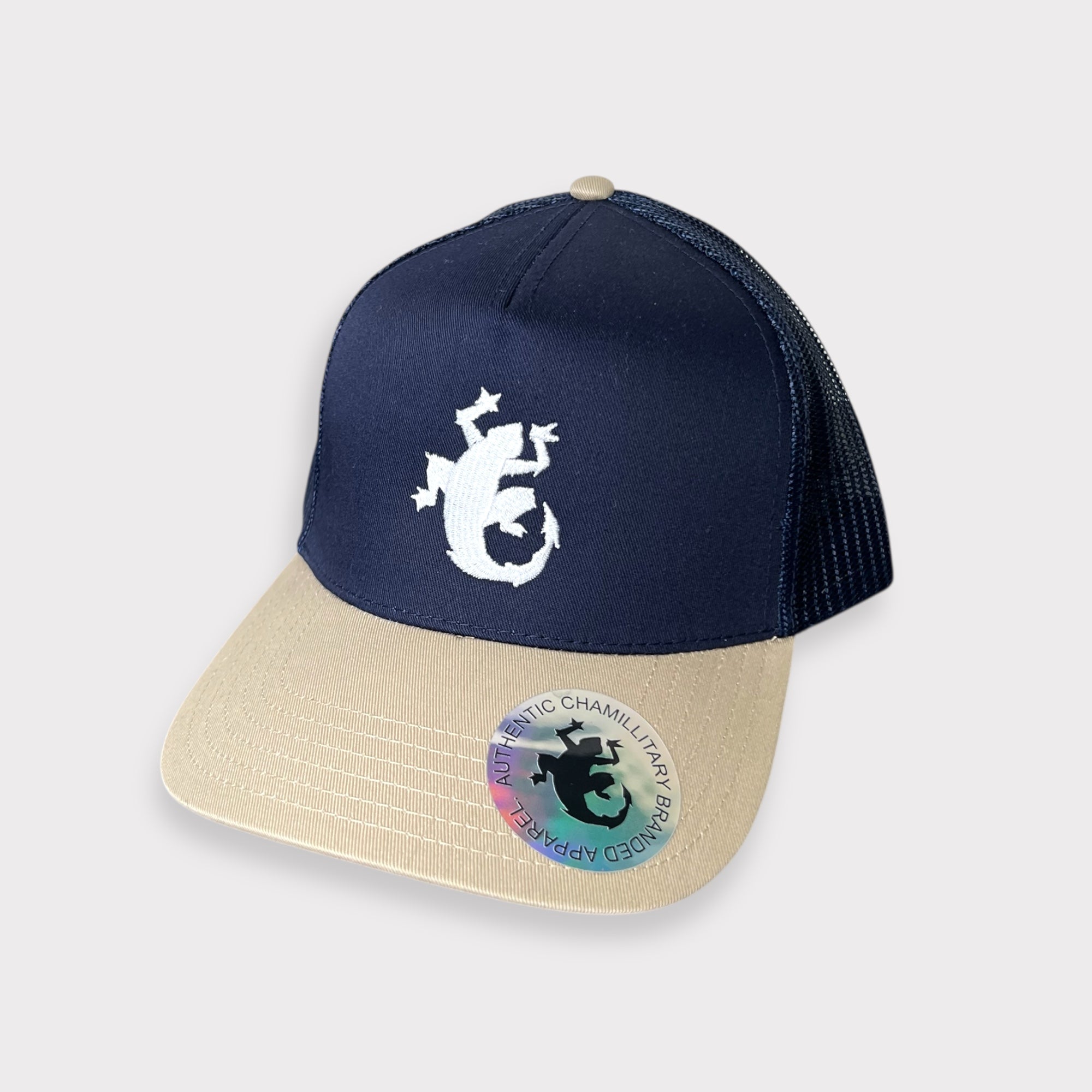 Navy &amp; Tan Chamillitary Logo Hat