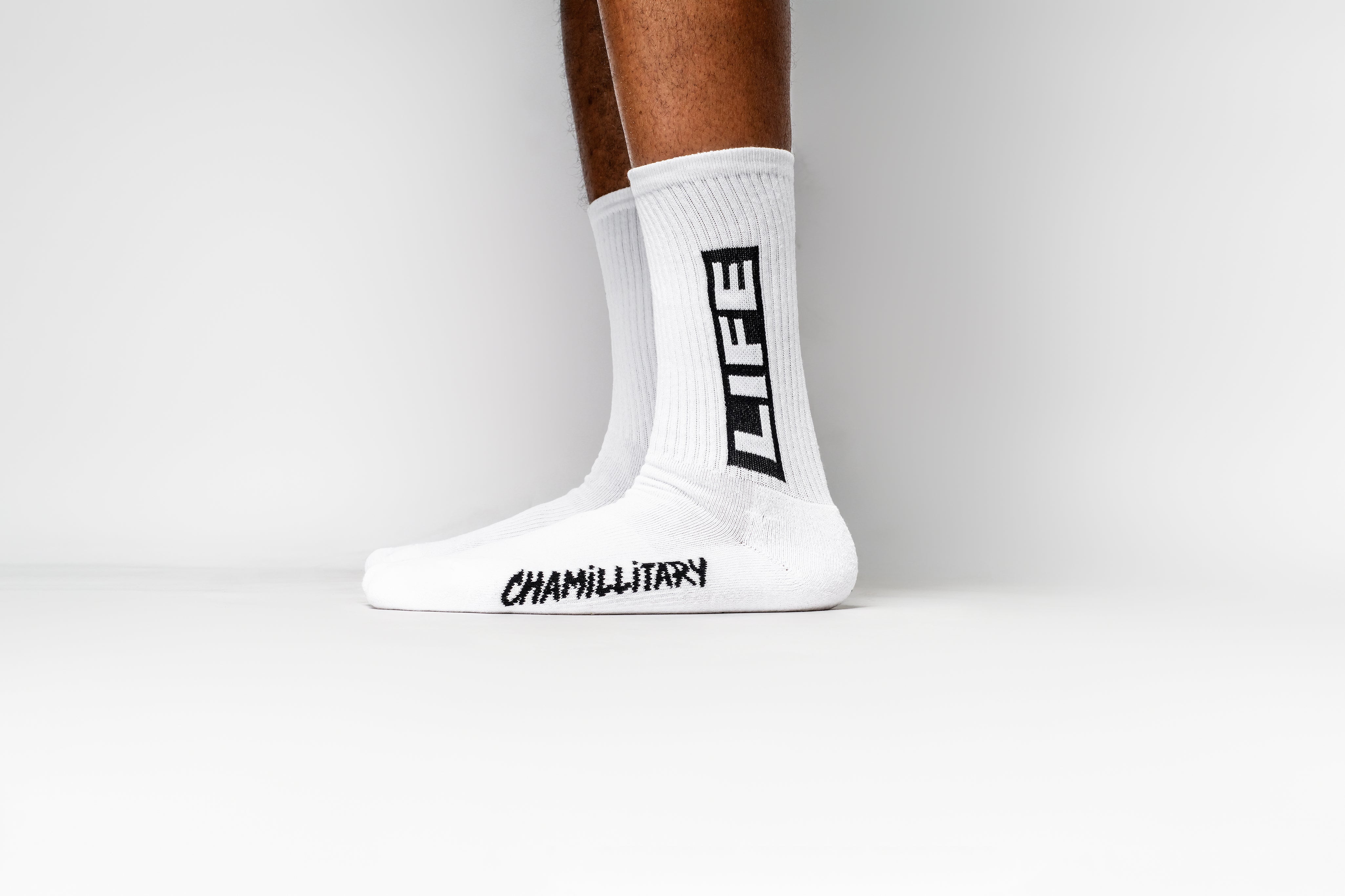 Chamillitary &quot;Live Life&quot; White Socks